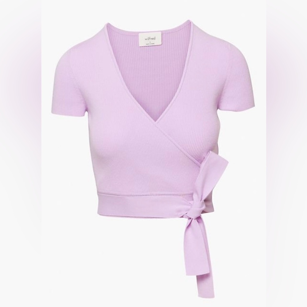 Wilfred Aritzia All Tied Up Lavender Sweater Wrap Top